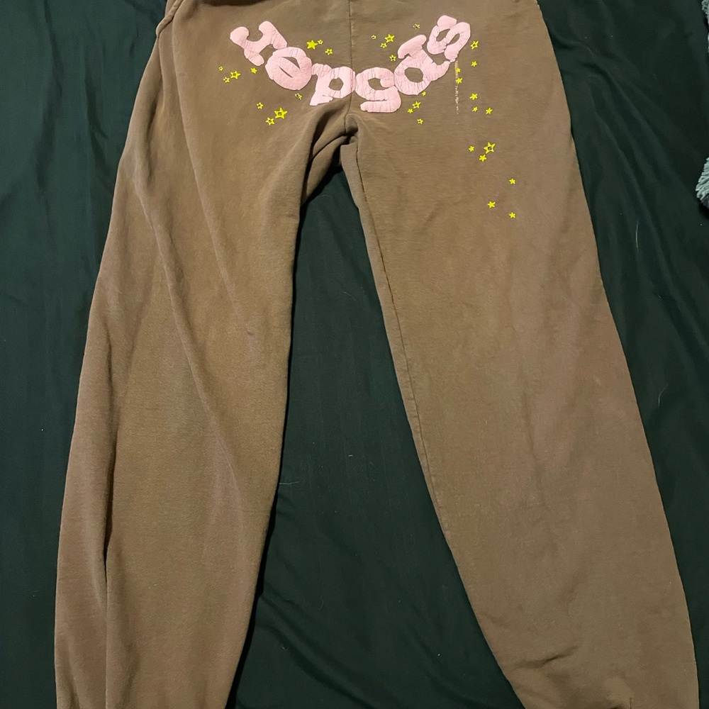 Spider Brown Joggers with Pink and Yellow Details